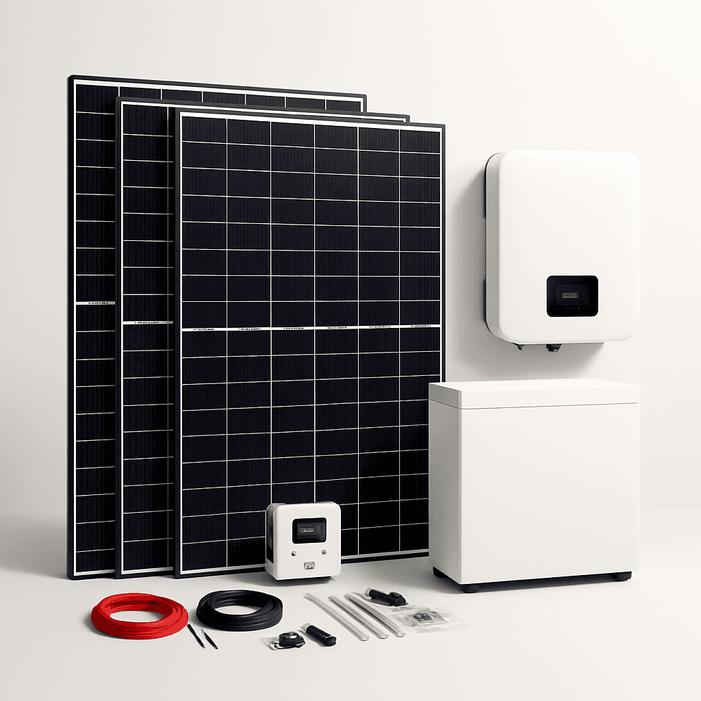 SRNE 3KWH lithium System Kit;4pcs of 585W SOLAR Panels,SRNE 3Kwh Hybrid inverter,5.12Kwh Lithium Battery,Mounting Structure,Accessries,Transportation ,Installation