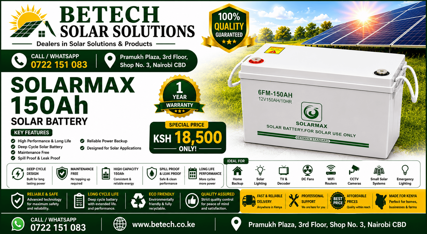 SOLARMAX 150Ah Solar Battery