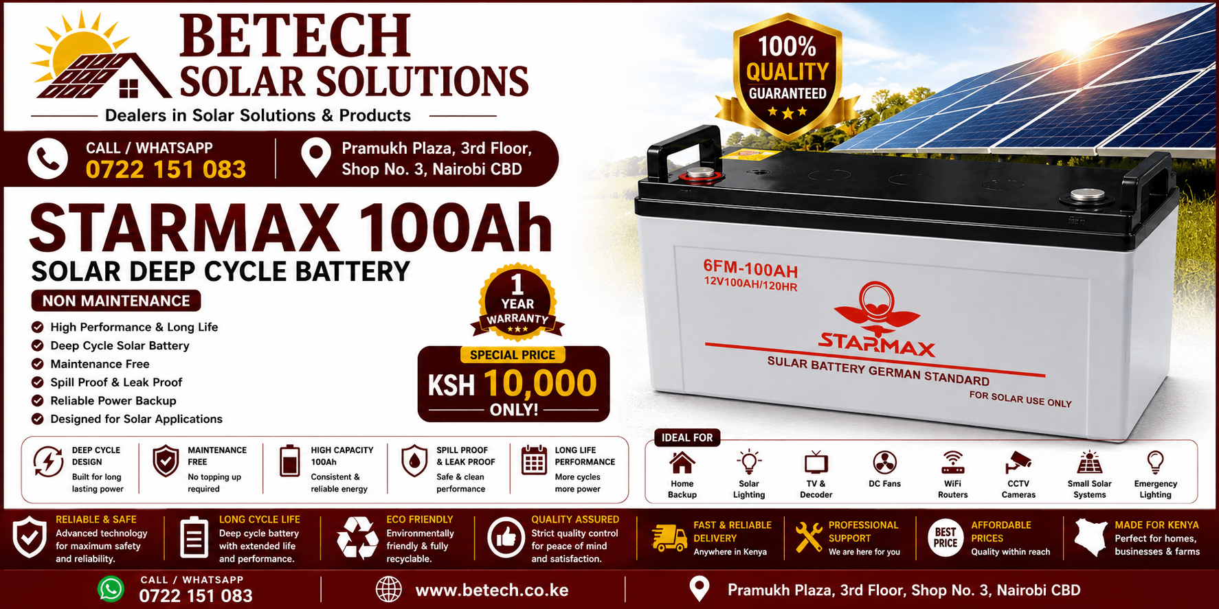STARMAX 100Ah Solar Deep Cycle Battery