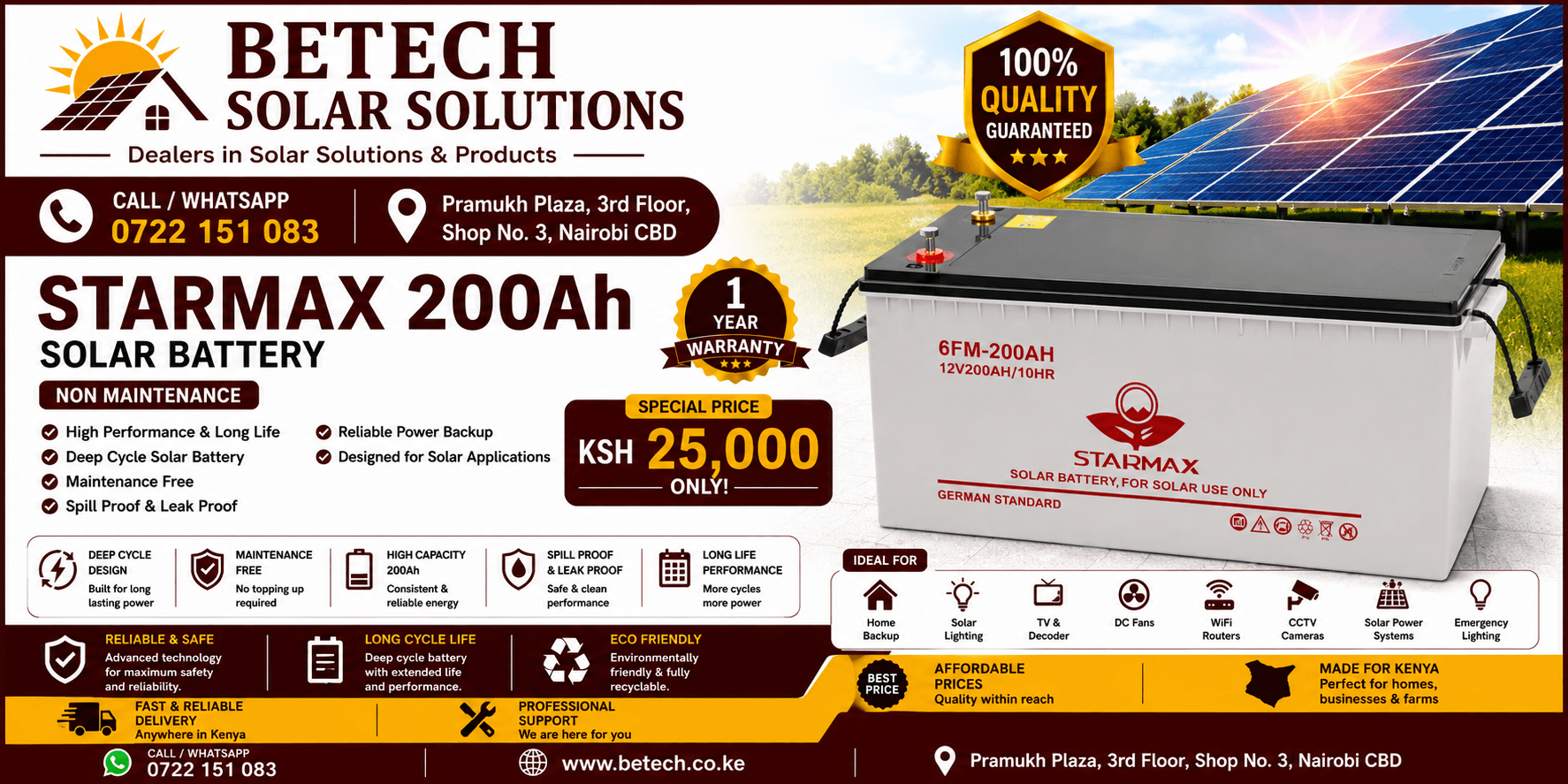 STARMAX 200Ah Solar Battery