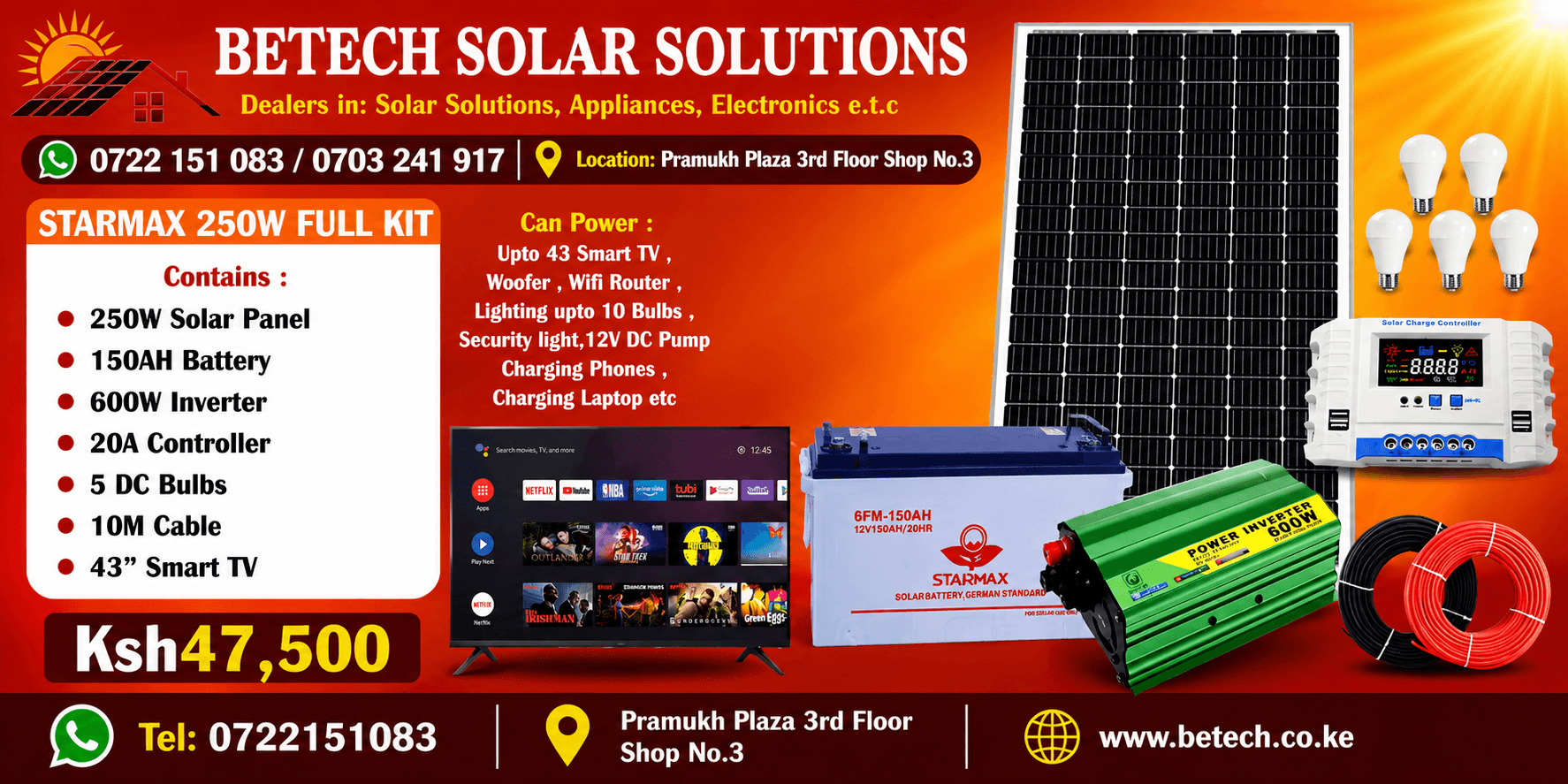 Starmax 250W Full Kit;43 smart tv